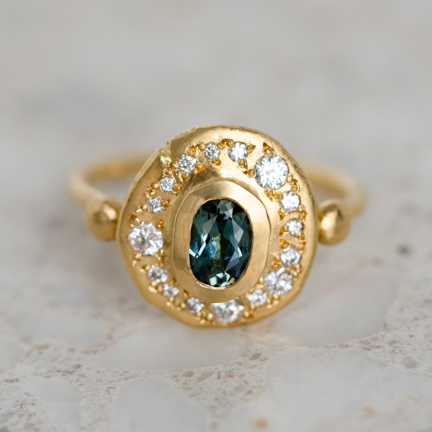 One-off Parti Sapphire Trove Ring in 18ct Yellow Gold, size M and a half (In Stock)
