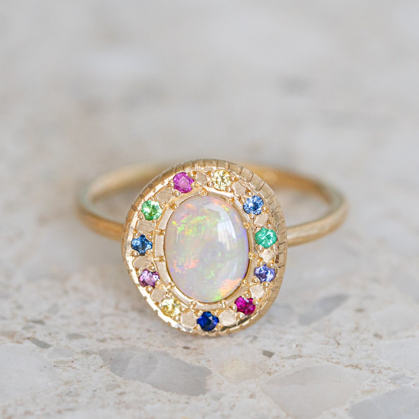 Load image into Gallery viewer, Rainbow Opal Pebble Ring
