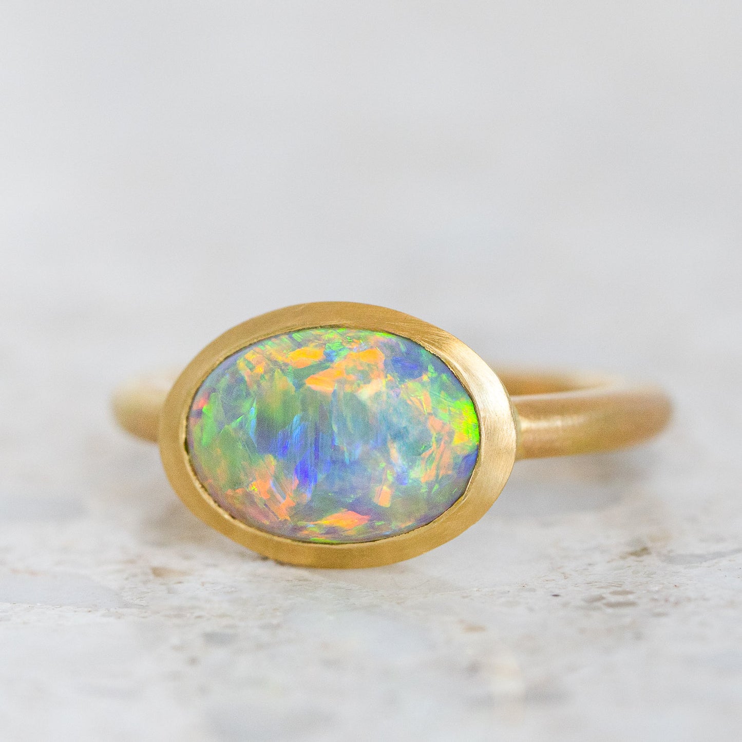 Load image into Gallery viewer, One-off Black Opal Ring In 18ct Yellow Gold, Size O and a half (In Stock)
