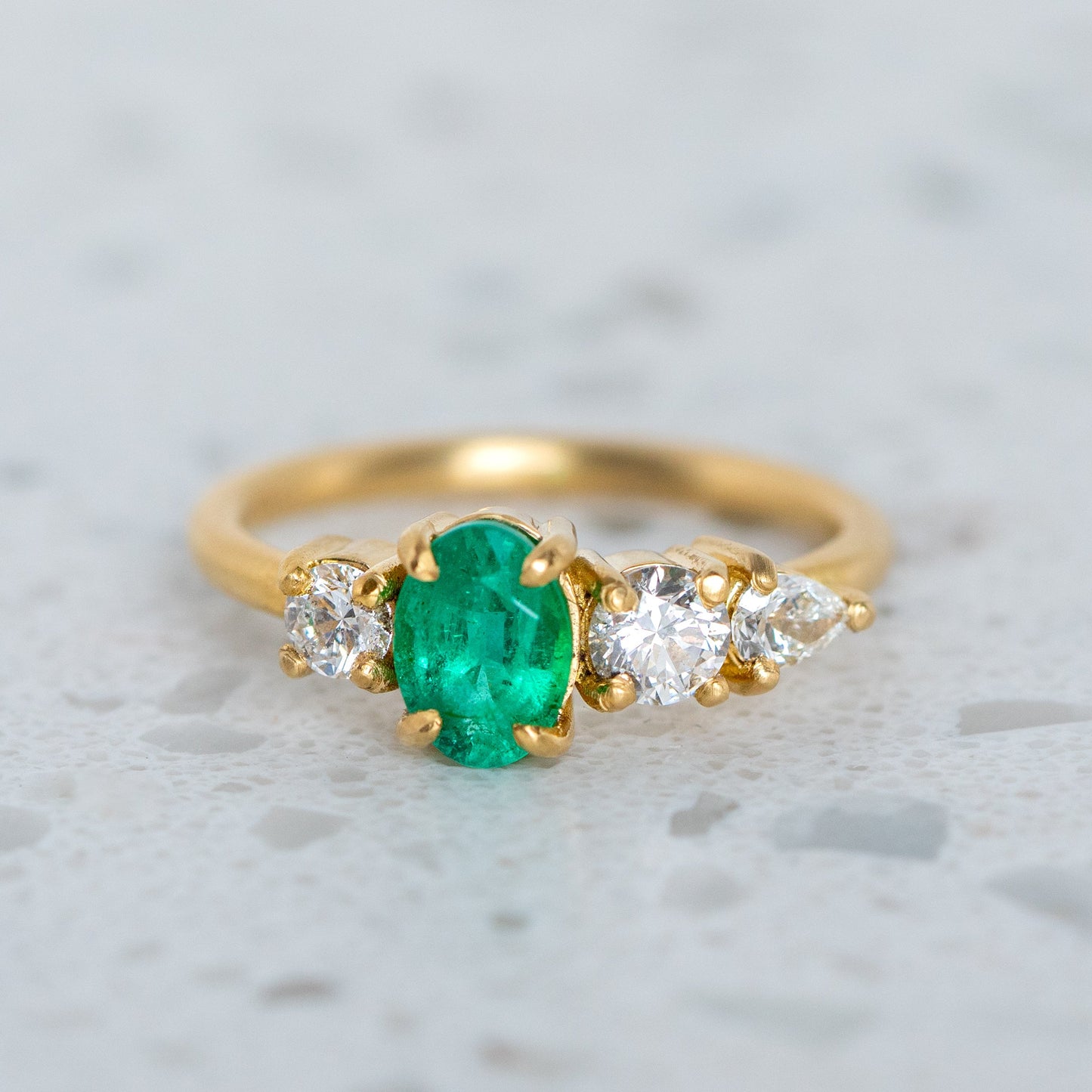 Load image into Gallery viewer, Emerald And Diamond Splice Ring in 18ct Yellow Gold, Size M (In Stock)
