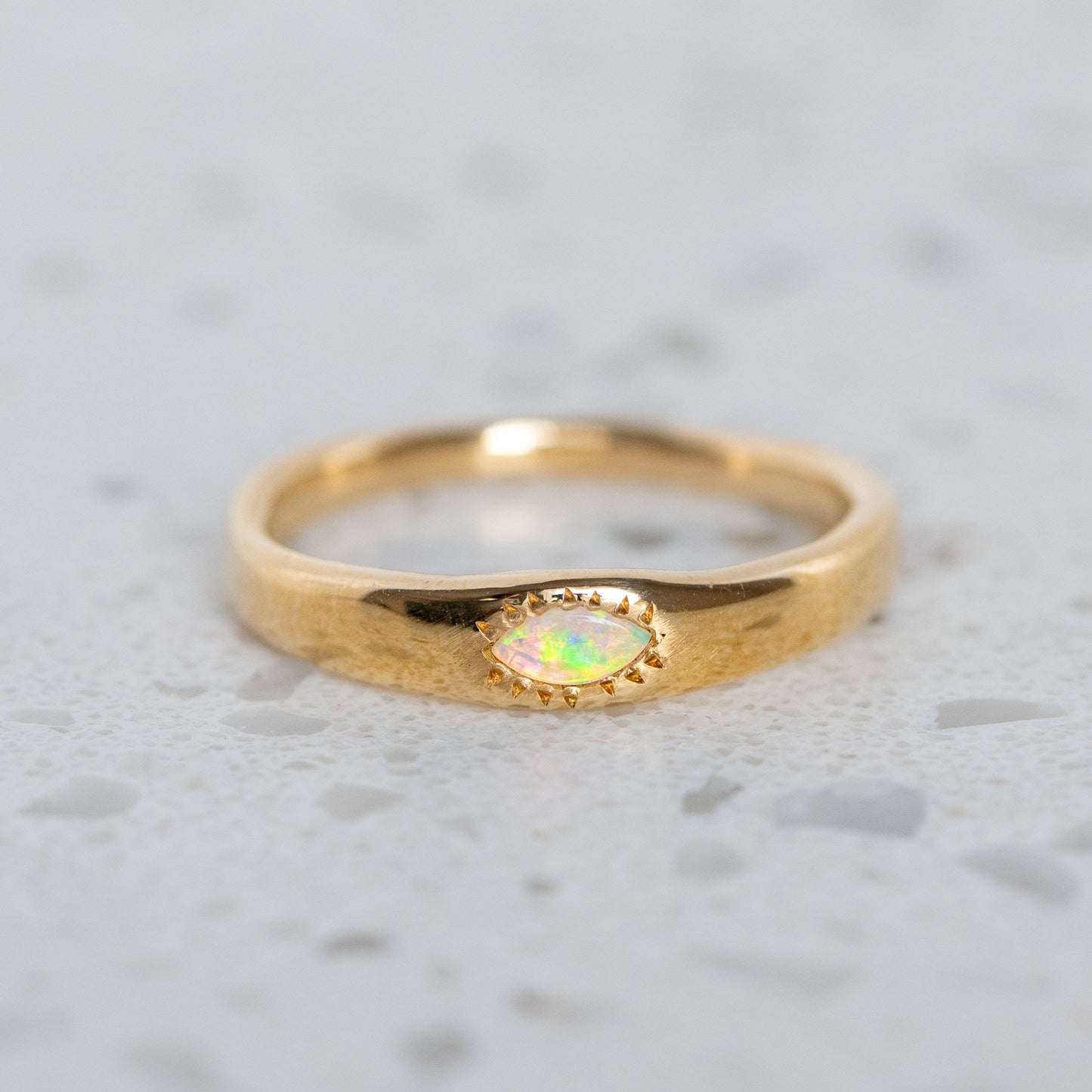 Opal Marquise Wonky Stackable In 9ct Yellow Gold, Size S (In Stock)