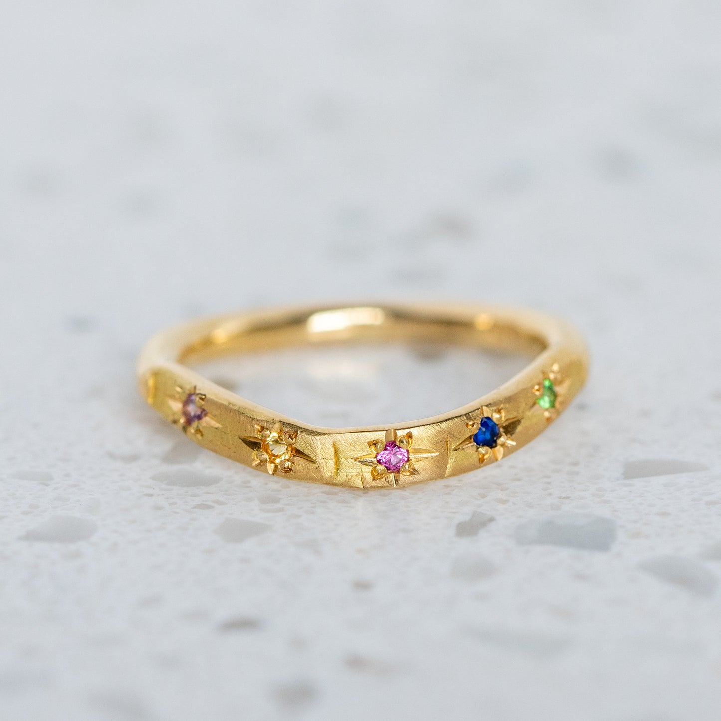 Carnivale Celestial Hidden Treasure Band in 18ct Yellow Gold, Size P and a half (In Stock)