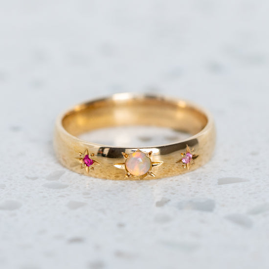 Opal And Pink Sapphires Stars Band