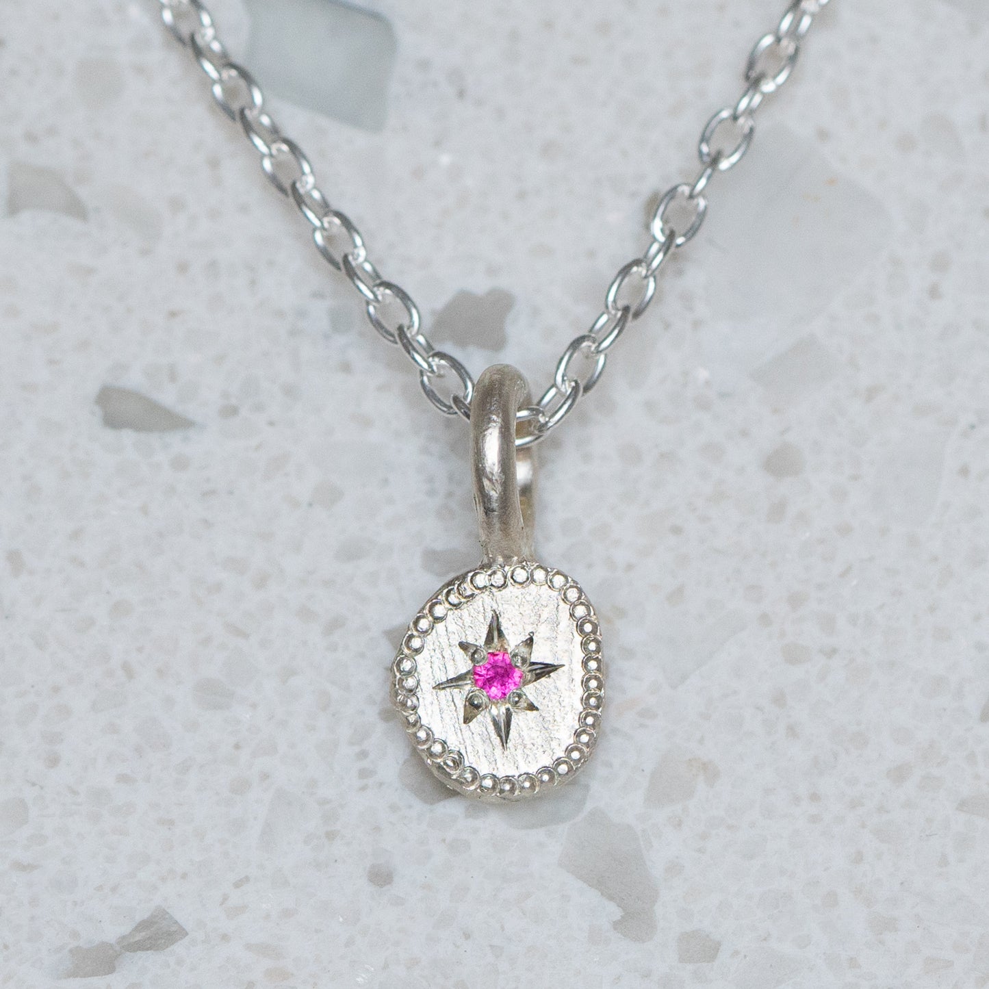 Load image into Gallery viewer, Rubble Necklace September Birthstone, Pink Sapphire, In Silver (In Stock)
