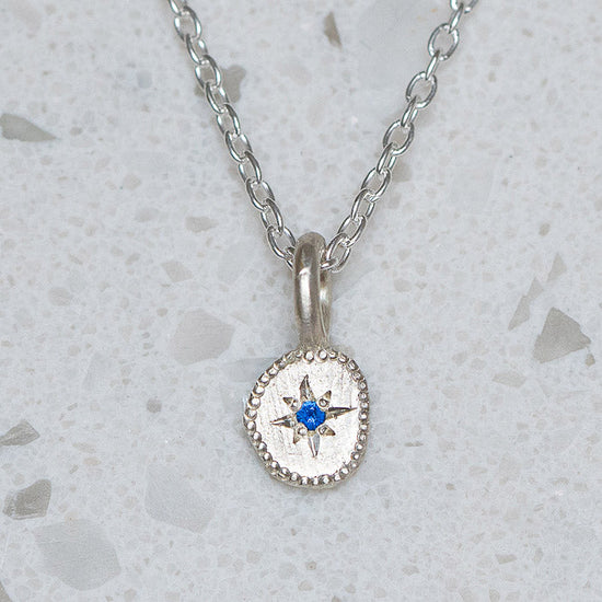 Load image into Gallery viewer, Rubble Necklace September Birthstone, Sapphire in Silver (In Stock)
