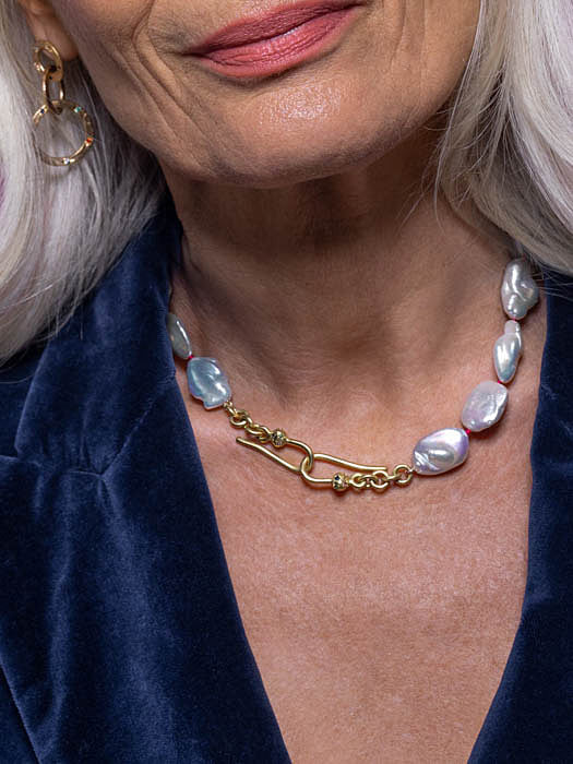 One-off Baroque Pearl Necklace in 18ct Yellow Gold (In Stock)