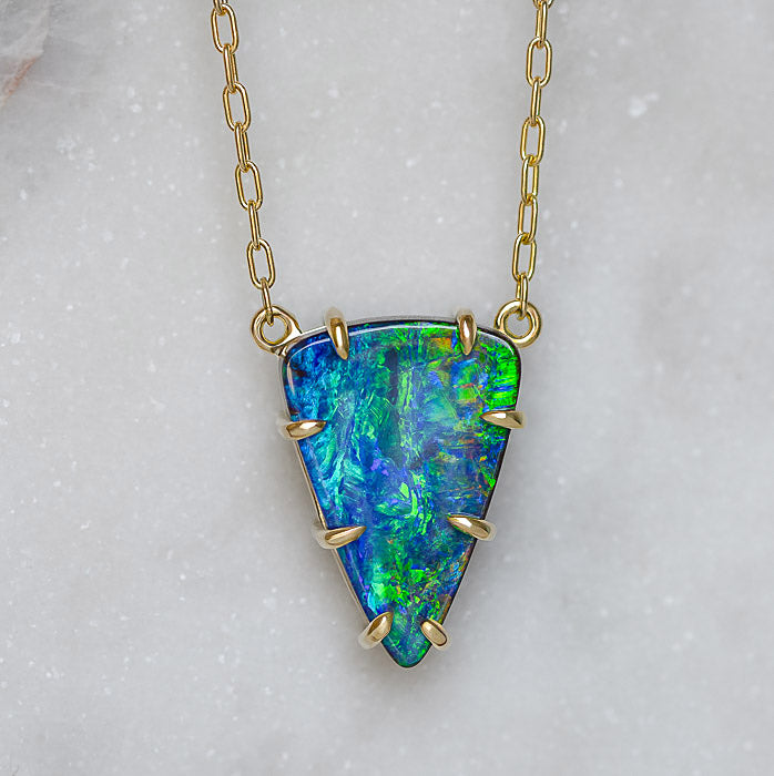 One-off Boulder Opal Necklace in 18ct Yellow Gold (In Stock