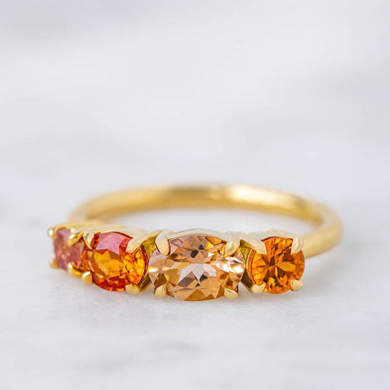 One-off Shades of Orange Splice Ring in 18ct Yellow Gold, Size N (In Stock)