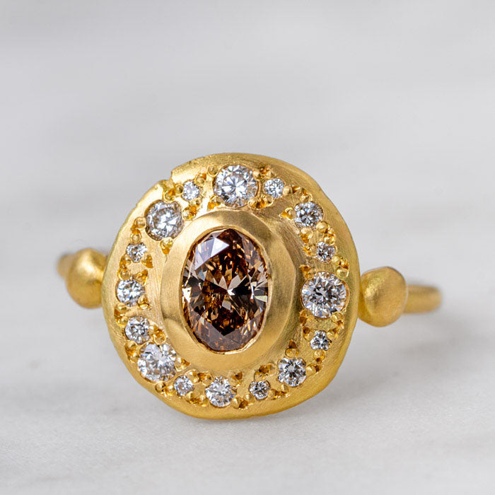 Champagne Diamond Trove Ring in 18ct Yellow Gold, Size N (In Stock)