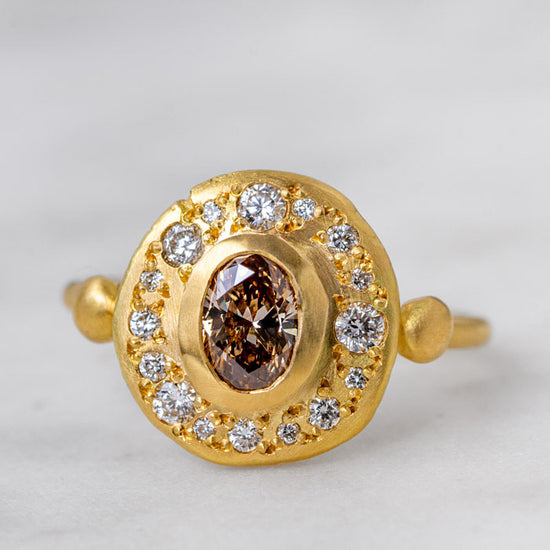 Champagne Diamond Trove Ring in 18ct Yellow Gold, Size N (In Stock)