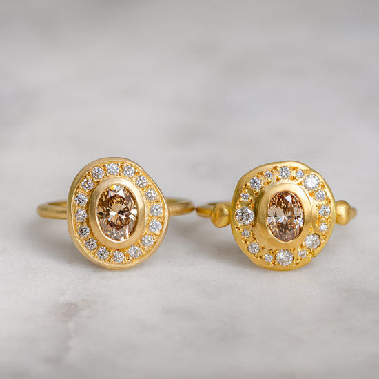 Champagne Diamond Pompeii Ring In 18ct Yellow Gold, Size L (In Stock)