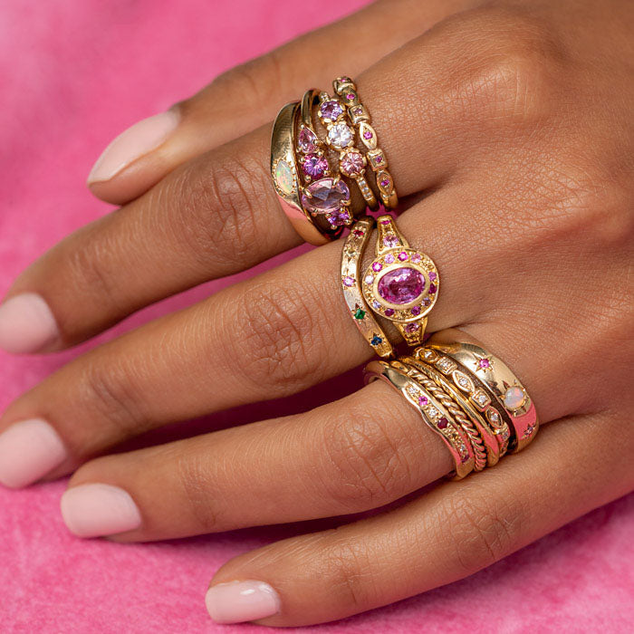 Shades of Pink Sapphire Roman Ring