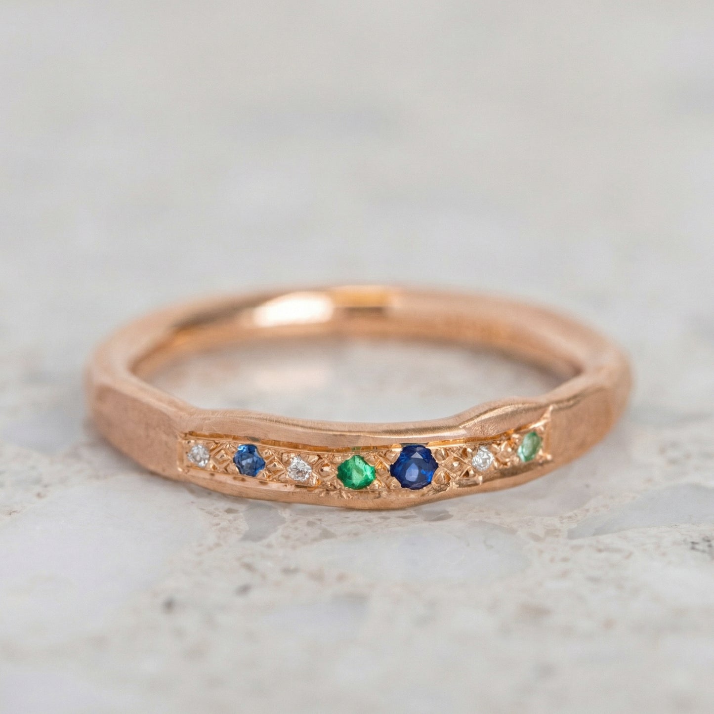 Shades Of Blue And Green Wonky Bar Ring