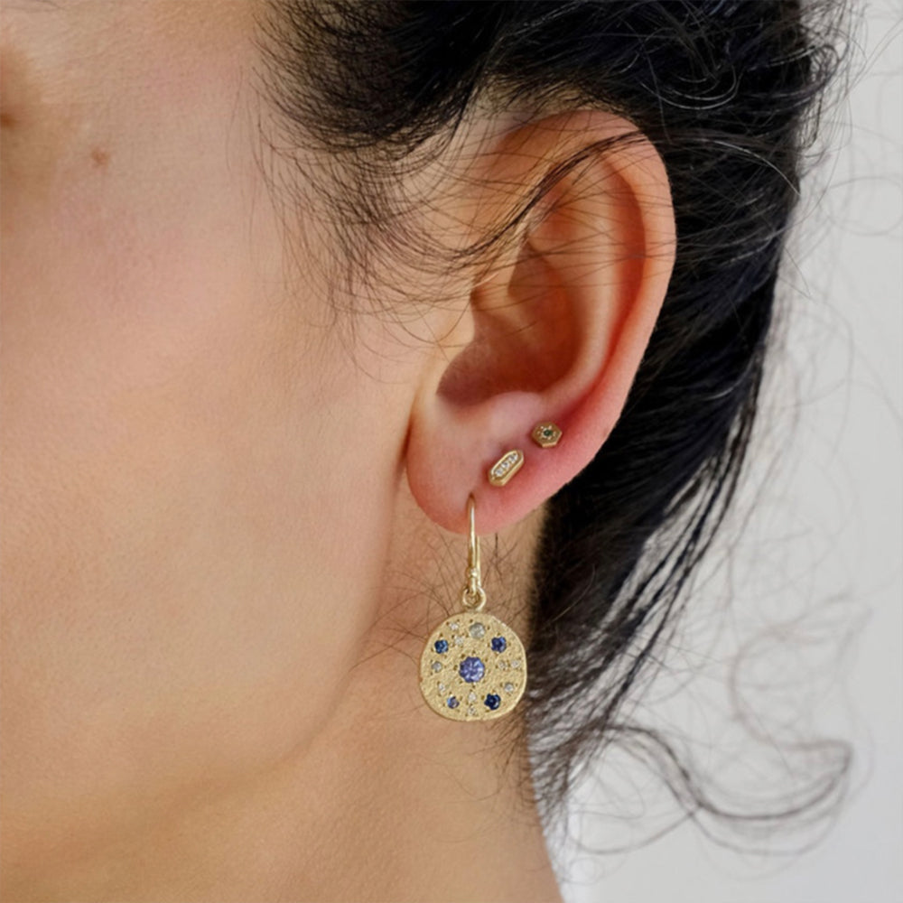 Shades of Blue Sapphire Constellation Pebble Earrings