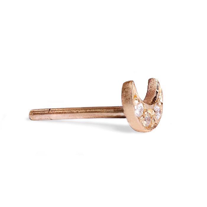 Diamond Mini Moon Single Stud In 14ct Rose Gold (In Stock)