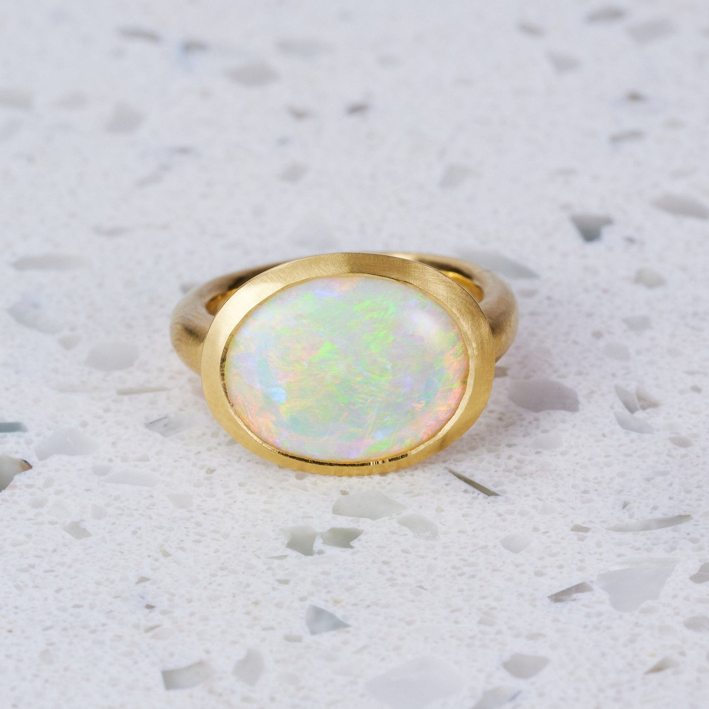 Load image into Gallery viewer, One-off Crystal Opal Ring in 18ct Yellow Gold, Size P (In Stock)
