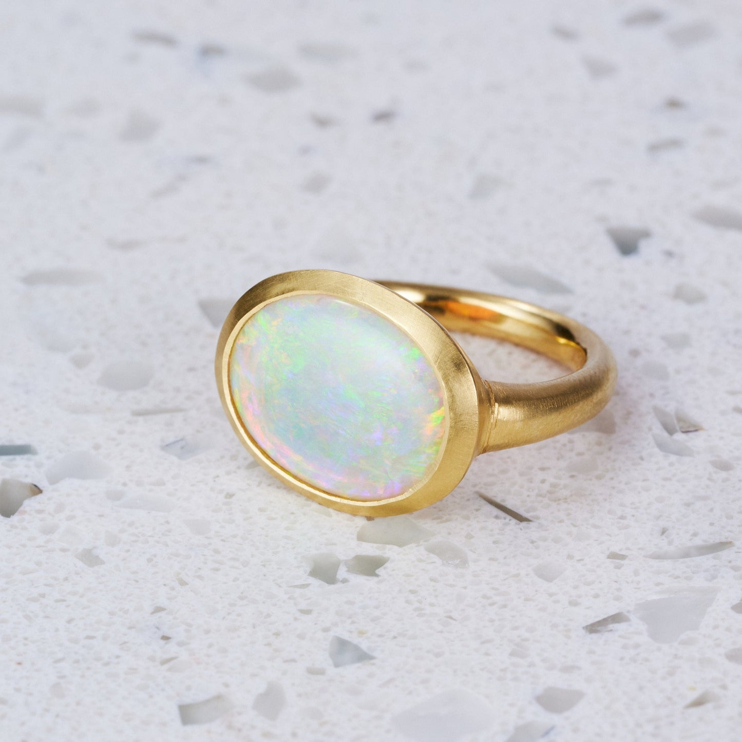 Load image into Gallery viewer, One-off Crystal Opal Ring in 18ct Yellow Gold, Size P (In Stock)
