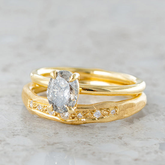 One-off Salt and Pepper Diamond Claire Ring in 18ct Yellow Gold, Size L (In Stock)