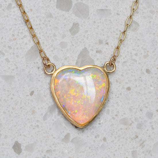 Crystal Opal Big Heart Necklace