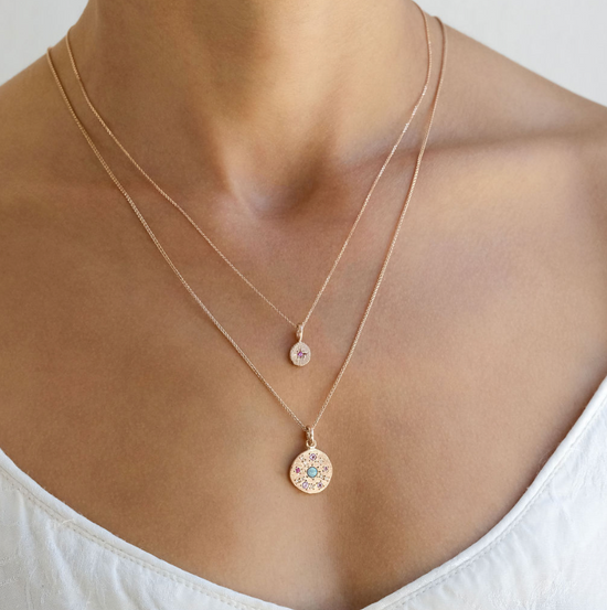Load image into Gallery viewer, Opal Constellation Disc Necklace In 18ct Yellow Gold (In Stock)
