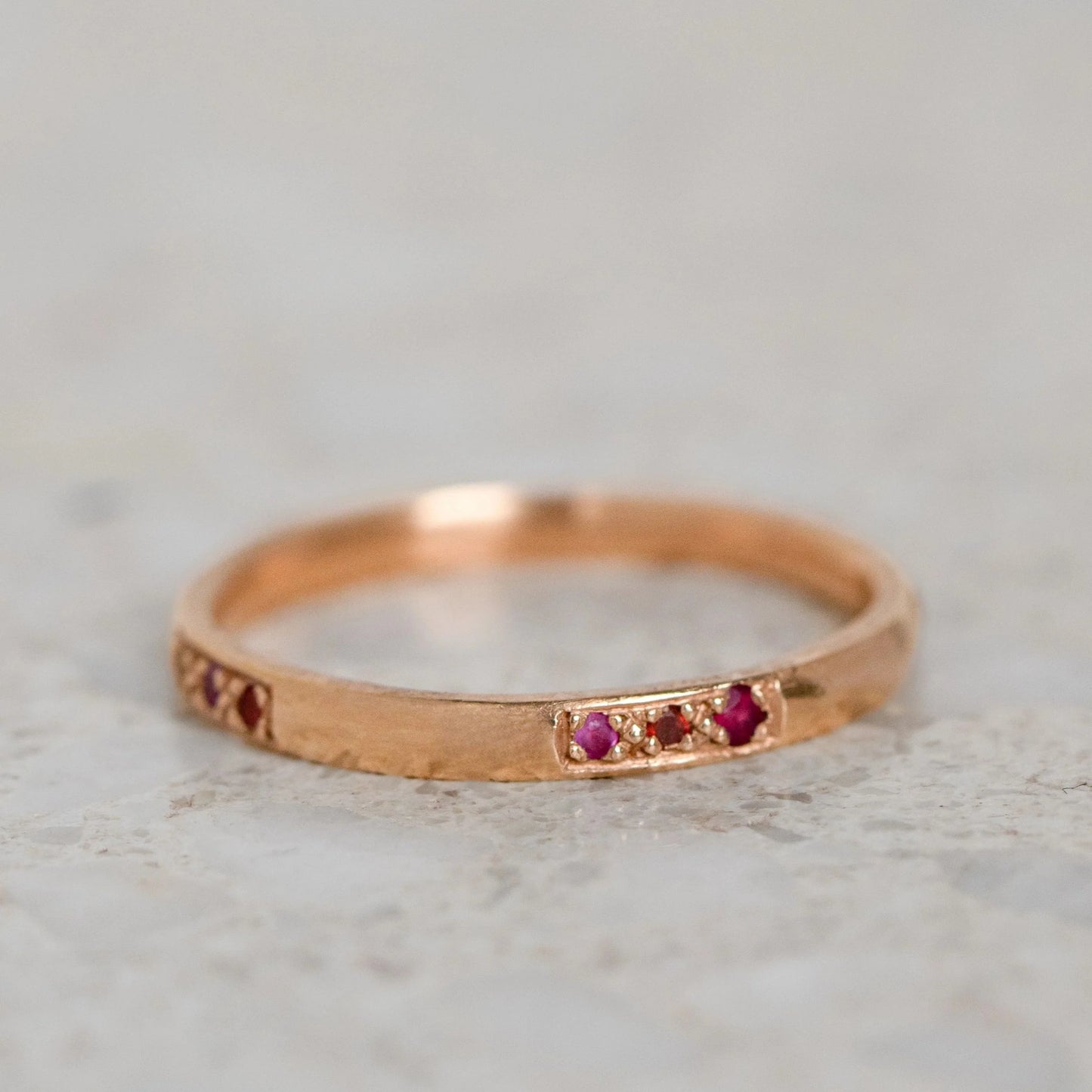 Shades Of Sapphires Band in 18ct Rose Gold, Size K and a half (In Stock)