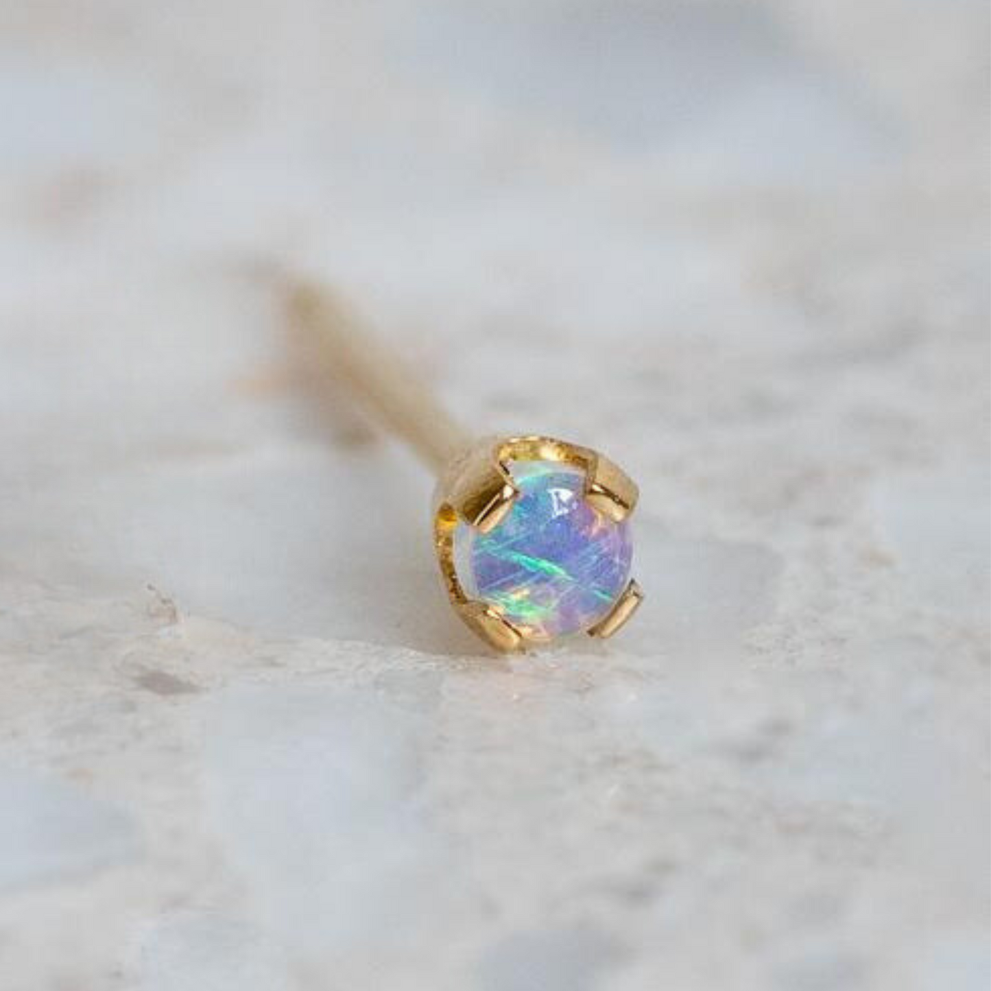 Tiny Opal Single Stud In Silver (In Stock)