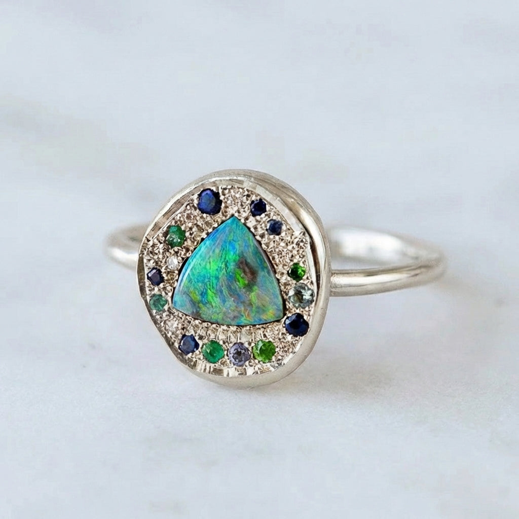 Black Opal Pebble Ring