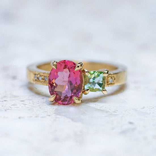 Load image into Gallery viewer, Tourmaline Gelato Ring in 14ct Yellow Gold, Size K (In Stock)
