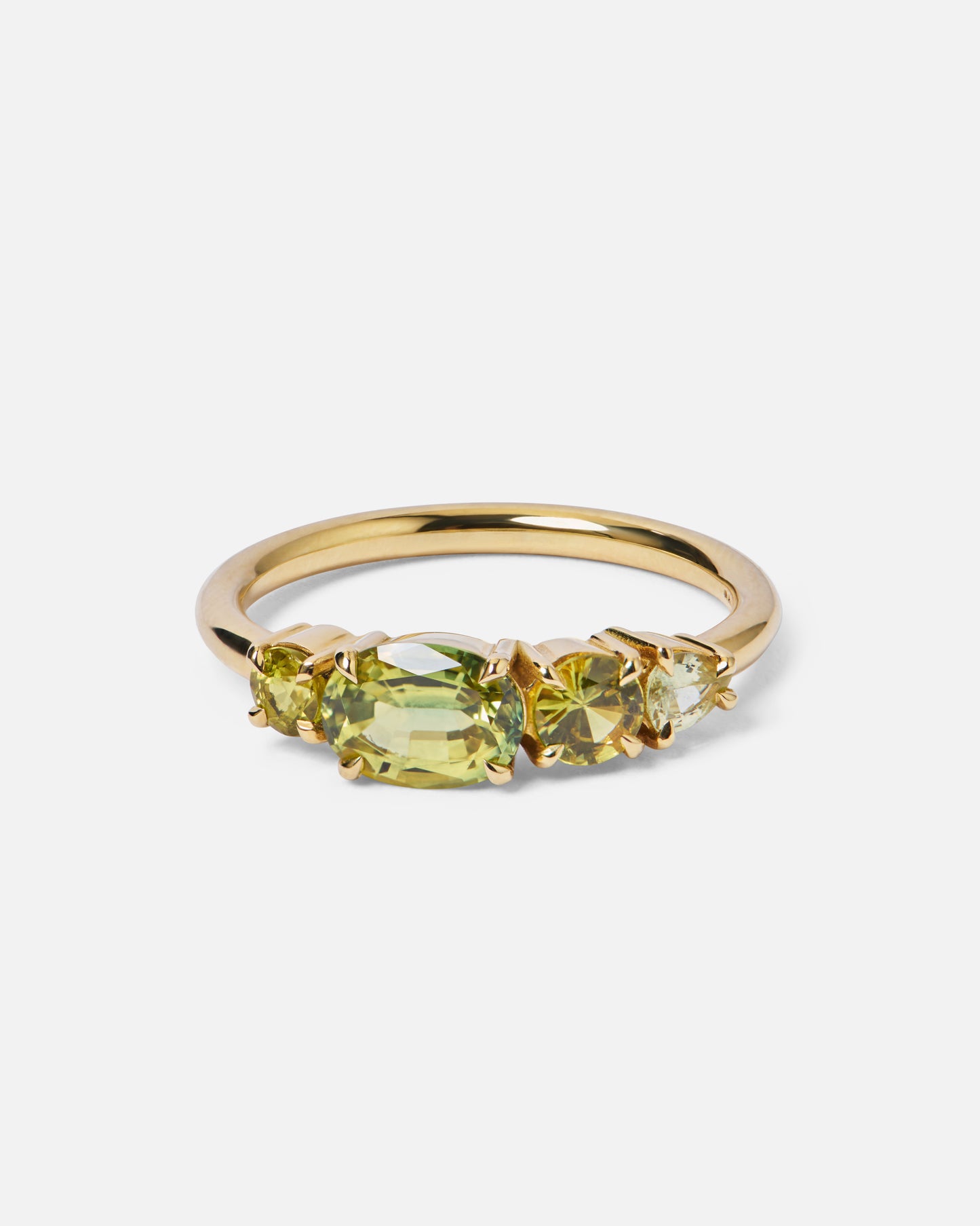 East West All Yellow Sapphire Splice Ring in 18ct Yellow Gold, Size O (In Stock)