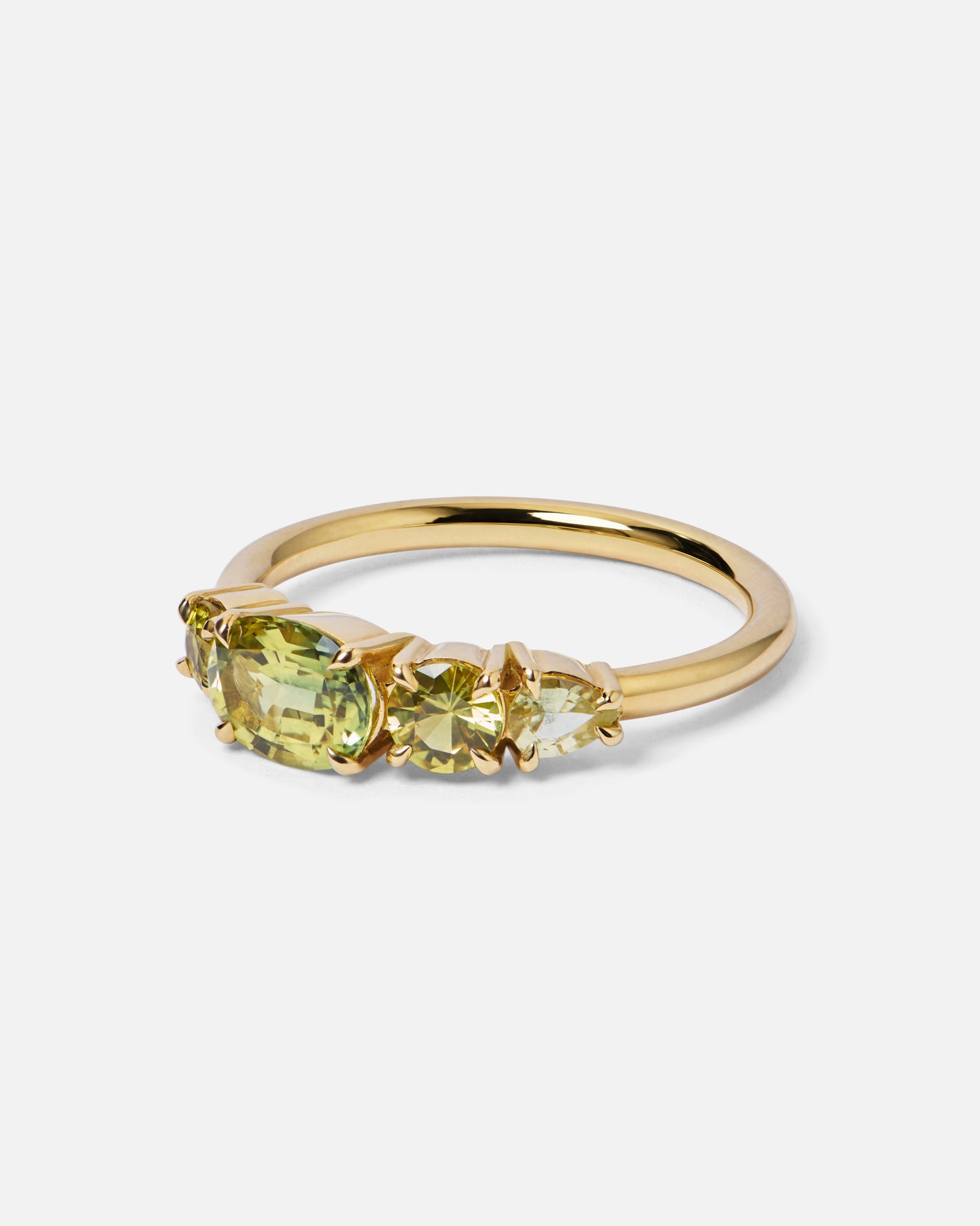 East West All Yellow Sapphire Splice Ring in 18ct Yellow Gold, Size O (In Stock)
