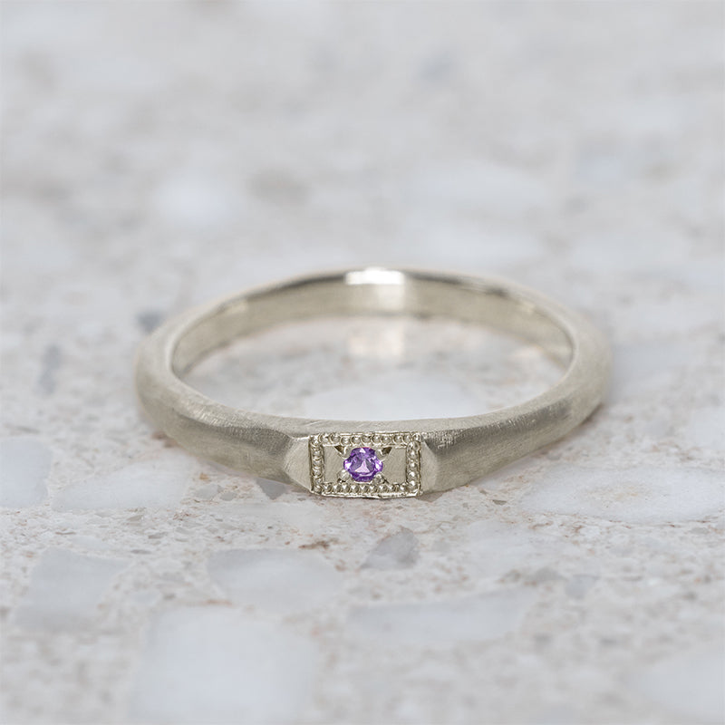 Apollo Ruins Lilac Sapphire Stacking Ring in 9ct White Gold, Size L (In Stock)