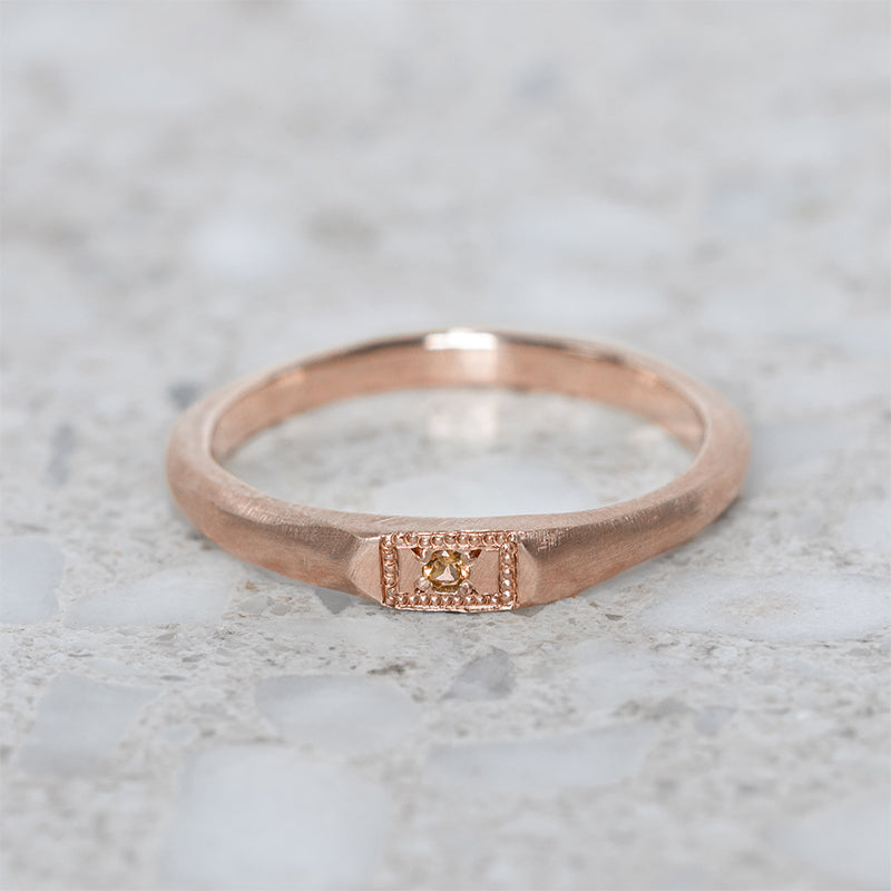 Apollo Ruins Orange Sapphire Stacking Ring in 9ct Rose Gold, Size L (In Stock)