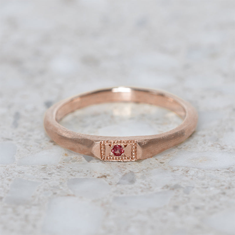 Apollo Ruins Ruby Stacking Ring in 9ct Rose Gold, Size O (In Stock)
