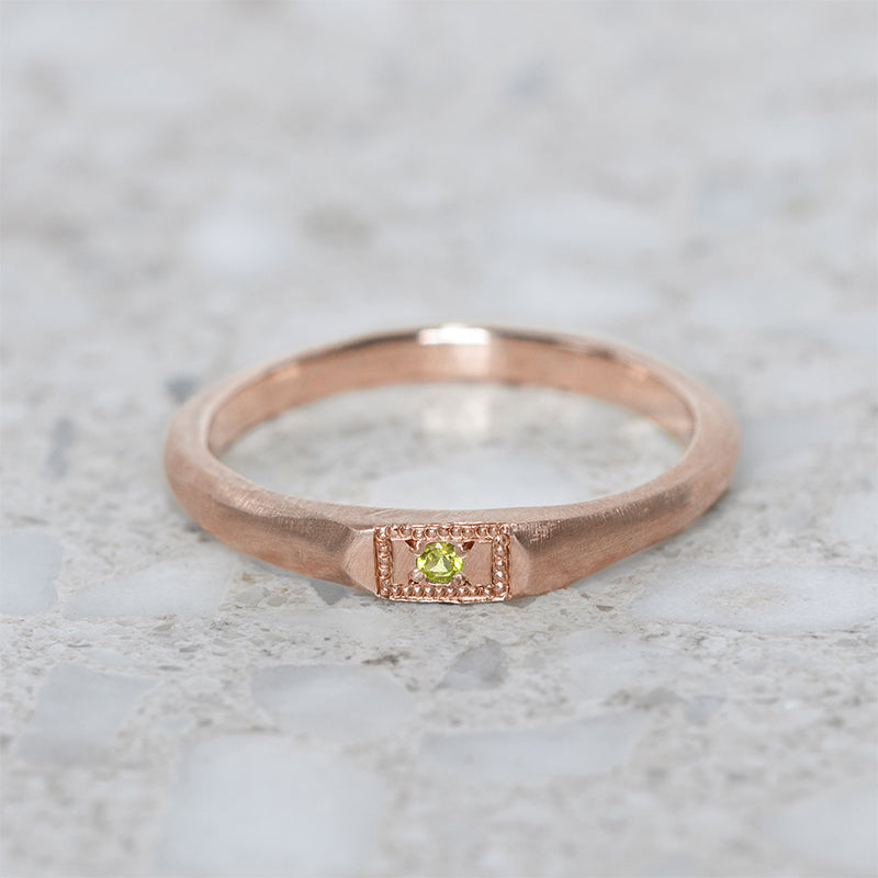 Apollo Ruins Yellow Sapphire Stacking Ring in 9ct Rose Gold, Size O (In Stock)