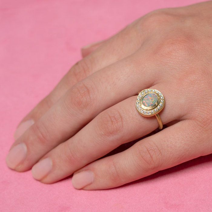 Black Opal Pompeii  Ring