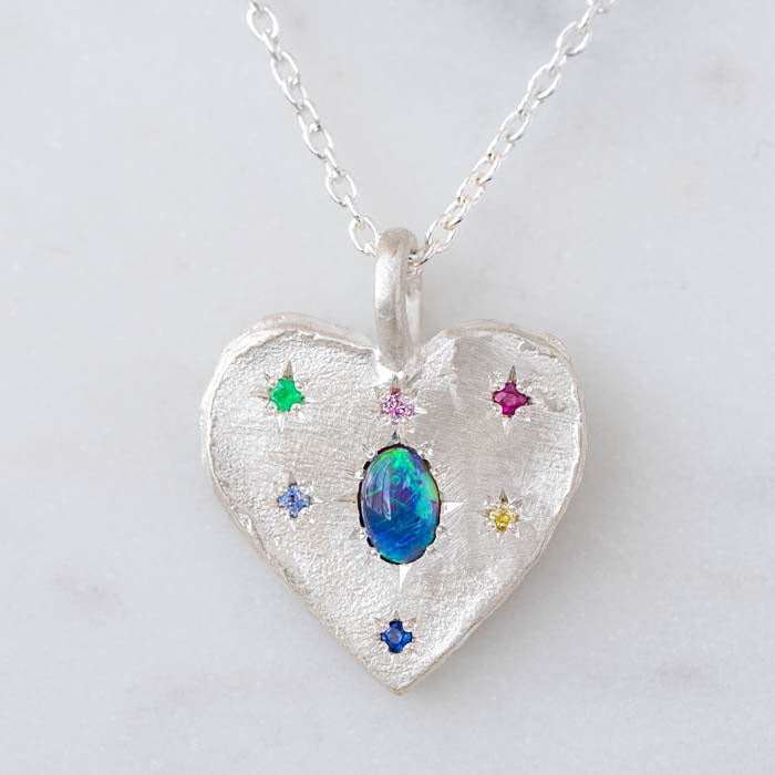 Black Opal Big Heart Necklace