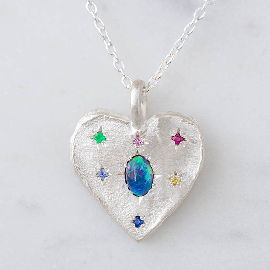 Black Opal Big Heart Necklace