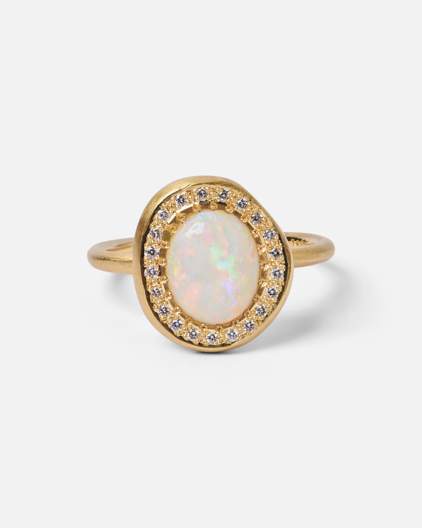 Crystal Opal and Diamond Pebble Ring