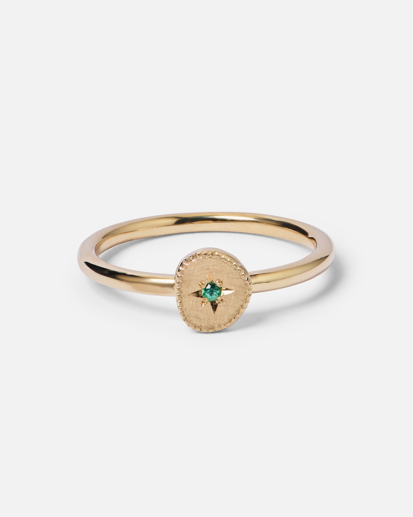 Emerald Rubble Stacking Ring in 9ct Yellow Gold, Size R (In Stock)