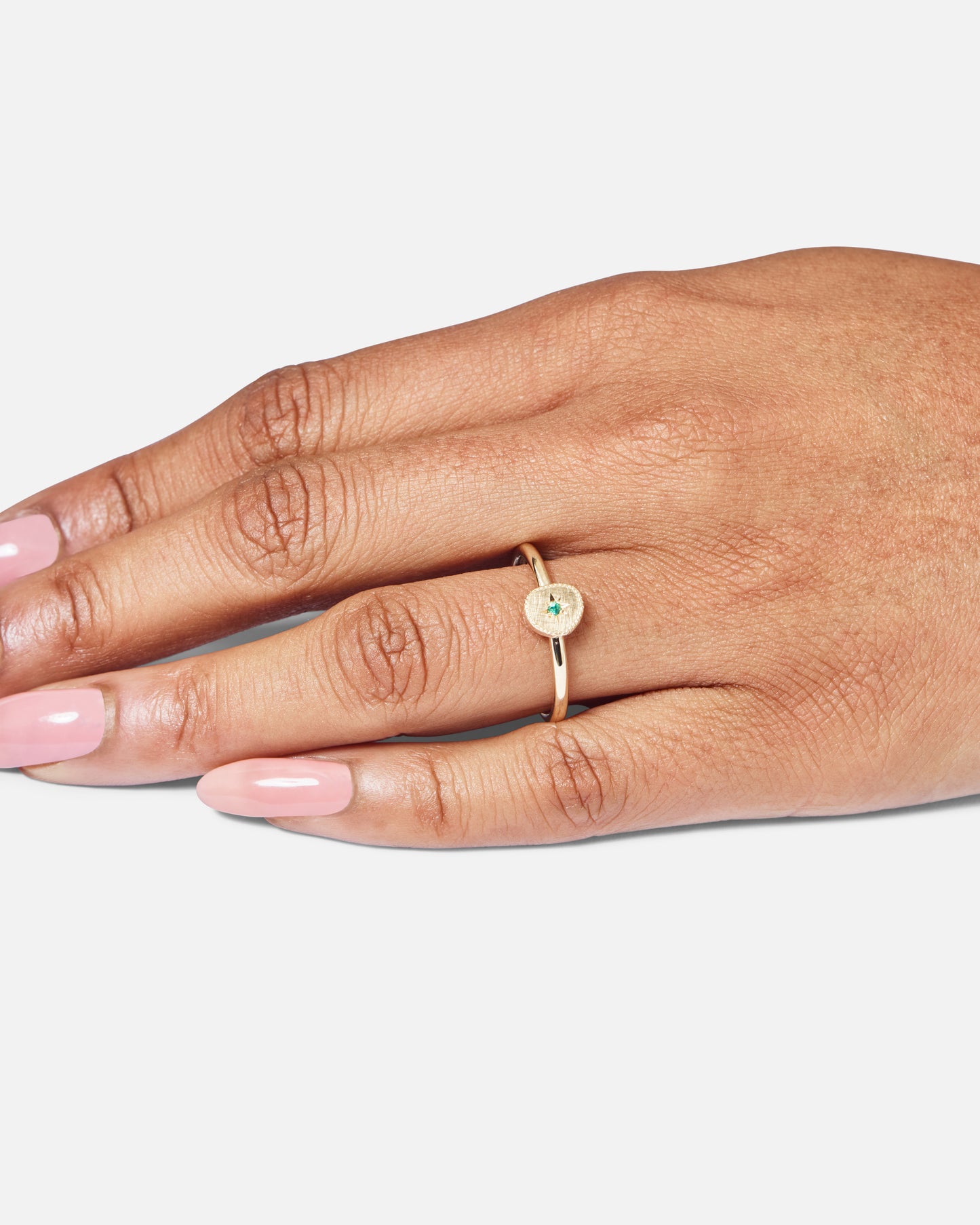 Emerald Rubble Stacking Ring in 9ct Yellow Gold, Size R (In Stock)