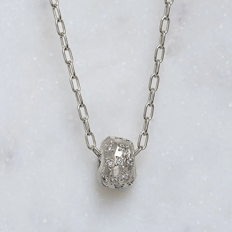 Encrusted Salt And Pepper Diamond Bead in 18ct White Gold (In Stock)