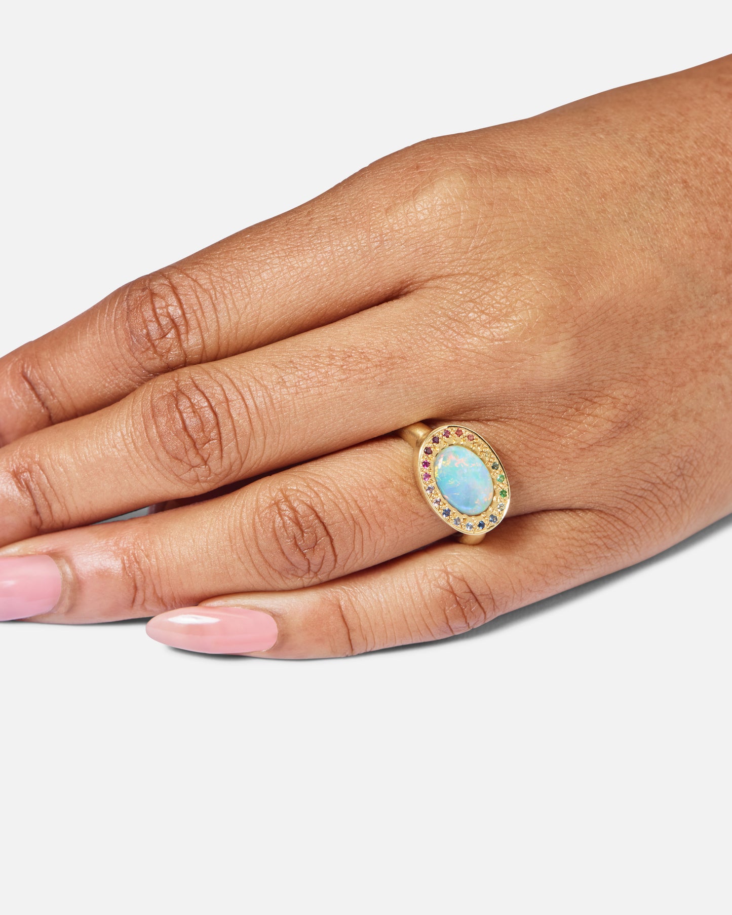 One-off Fairy Bread Eclipse Ring in 18ct Yellow Gold, Size M (In Stock)