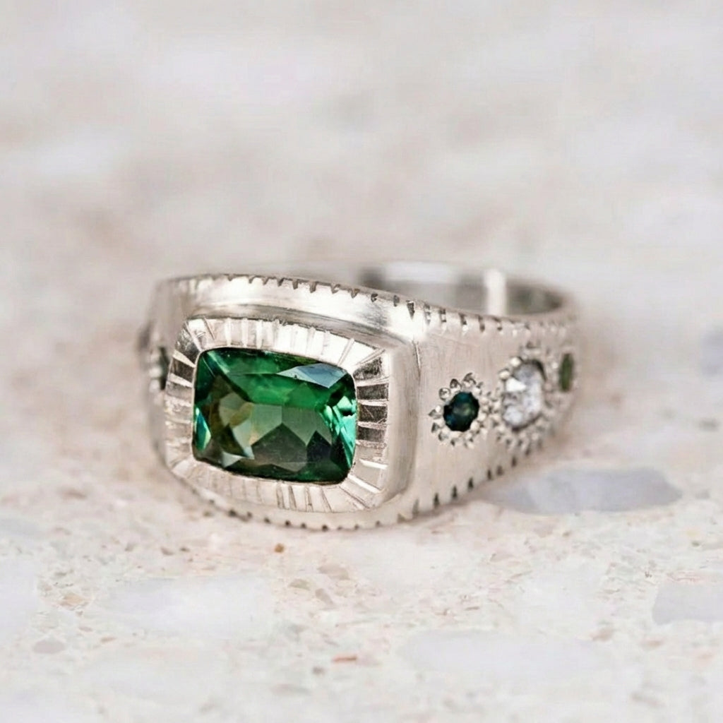 Green Tourmaline Armour Ring