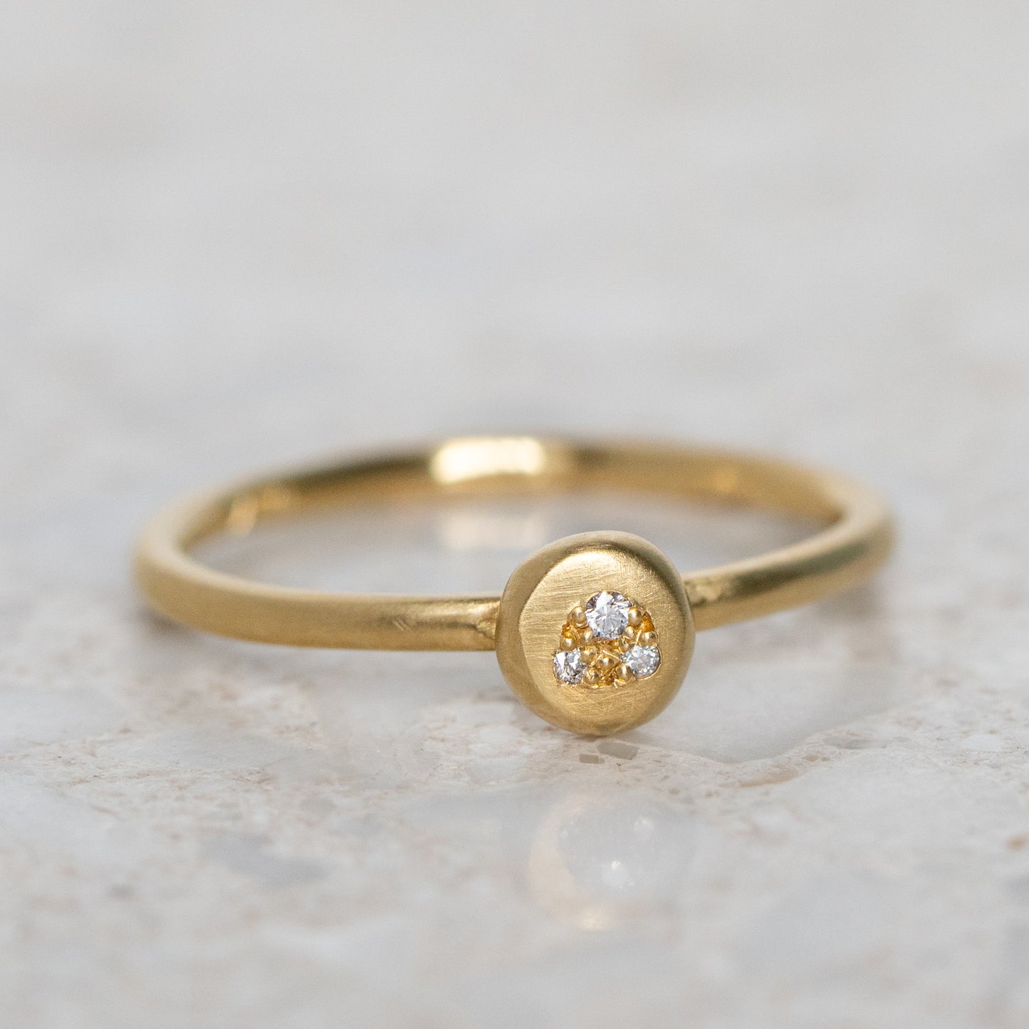 Mini Diamond Pebble Ring In 18ct Yellow Gold, Size O and a half (In Stock)
