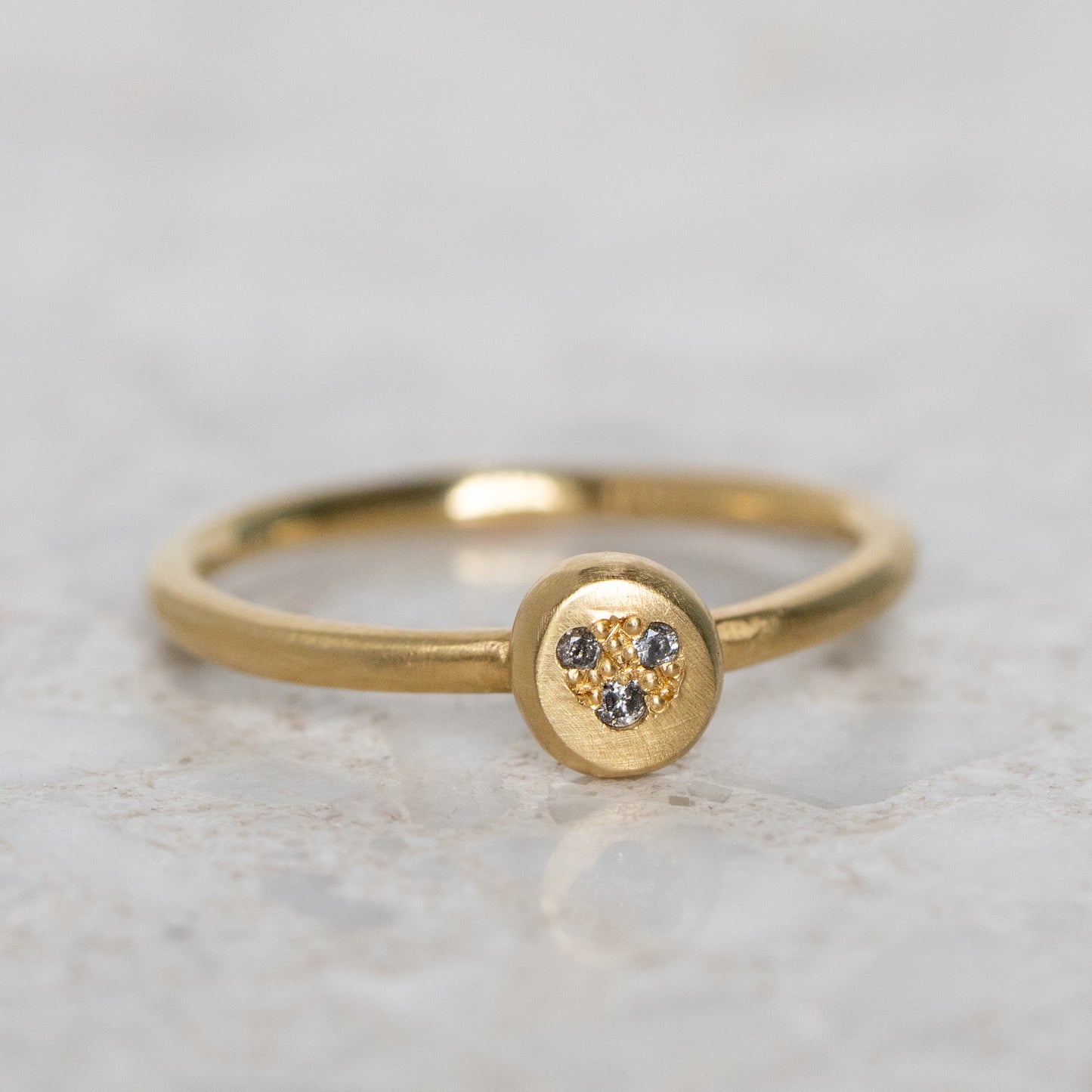 Mini Salt And Pepper Diamond Pebble Ring In 18ct Yellow Gold, Size O (In Stock)