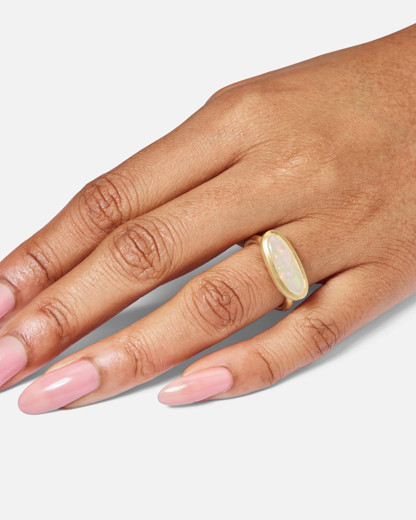 One-off Crystal Opal Forest Ring In 18ct Yellow Gold, Size N (In Stock)