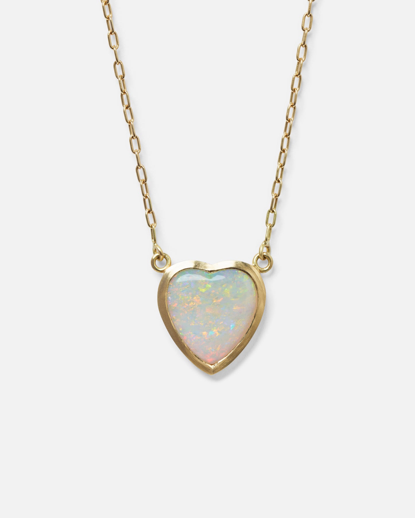 One-off Crystal Opal Heart Necklace In 18ct Yellow Gold (In Stock)