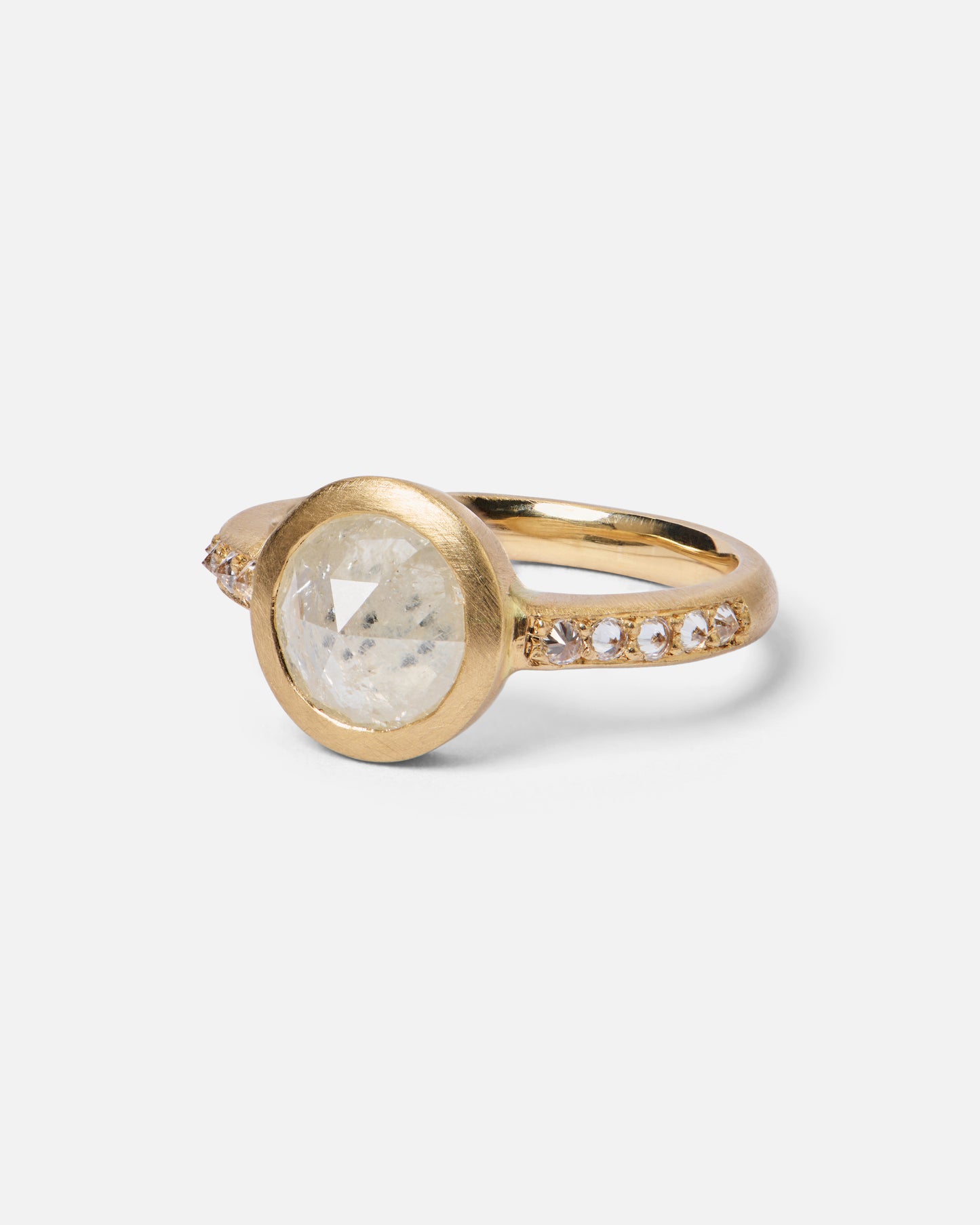 One-off Rose Cut Icy Diamond Ring in 18ct Yellow Gold, Size J (In Stock)