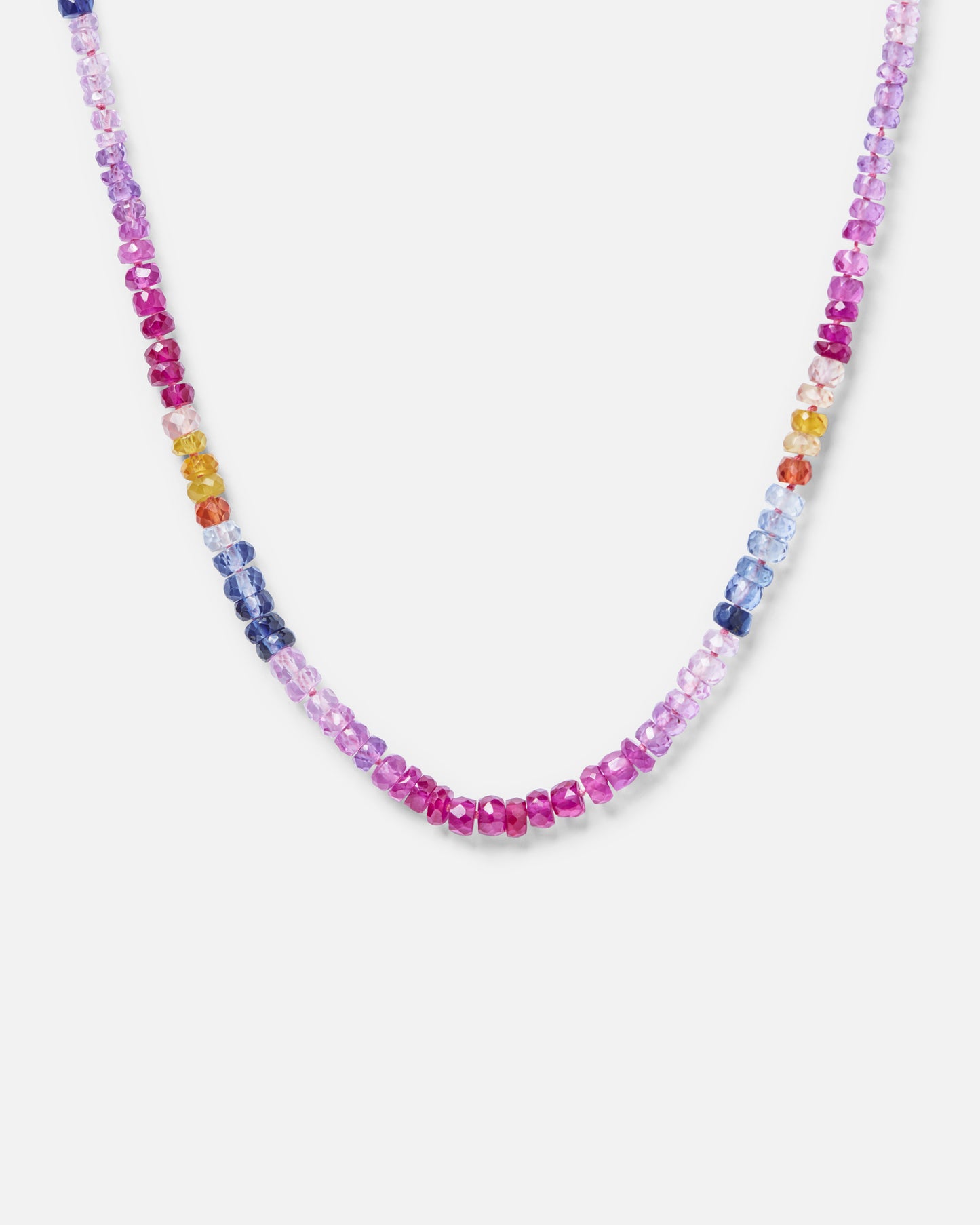 One-off Shades Of Sapphire Bead Necklace In 9ct Yellow Gold (In Stock)