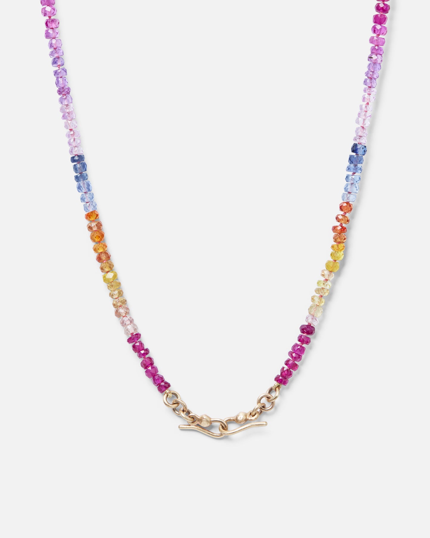 One-off Shades Of Sapphire Bead Necklace In 9ct Yellow Gold (In Stock)